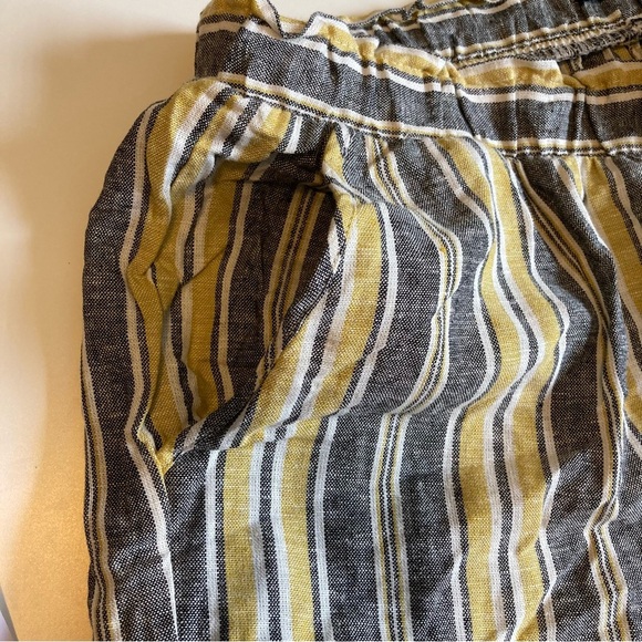 New Look Women's 100% Linen Black/Yellow Striped Wide Leg Pants w/Elastic Waist - Picture 10 of 12